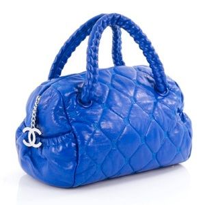 CHANEL Cobalt Blue Quilted Leather Bowler Bag
